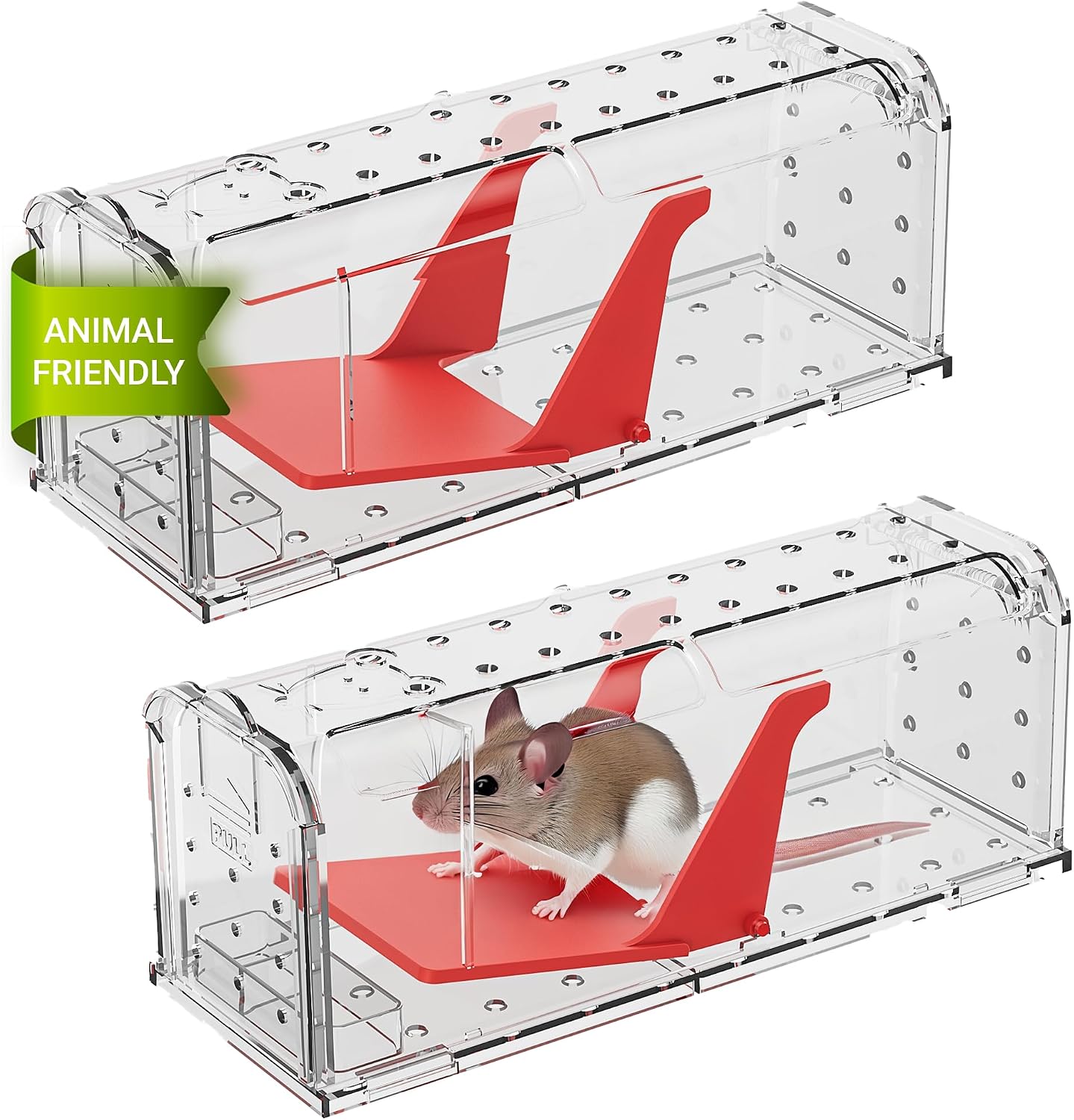 Roshield 2 X pièges à souris sans cruauté pour l'intérieur et l'extérieur Piège antiparasitaire durable pour la capture vivante. Piège à souris réutilisable pour rongeurs. Capteur rapide & efficace