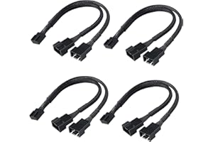 Akasa Rozdzielacz wentylatora PWM | 1 do 2 sposobów 4-pinowy wentylator PWM | Kontrola prędkości PC obudowa rozdzielacz wentylatora przedłużacz | czarny pleciony | 150 mm 15 cm | 4-pak |