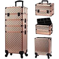 Kosmetikkoffer 4 In 1 Mit Rollen - Beauty Case Mit 3 Schubladen & Teleskopstange