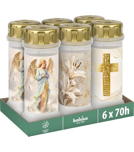 Hofer Lot de 6 bougies funéraires - Durée de combustion de 7 jours - L'original [Sehnsucht Select] résistantes à la pluie - Avec couvercle - Bougie funéraire avec motif et inscription