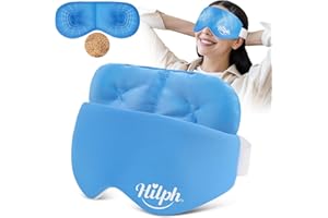 Hilph Compresse pour les Yeux Chauds pour Aider à Soulager les Yeux Secs, les MGD et la Blépharite, Masque Chauffant pour les Yeux à Effet Chaleur Humide, Livré avec une Housse Lavable - Bleu