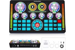 XISONO Professional Audio Mixer,Live Sound Card and Stereo Audio Interface,Bluetooth Sound Board with XLR interface,48V Phantom Power,Voice Changer,For Podcasting,Live sound,recording Studio and Gaming