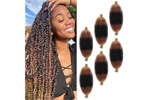BLTYXT Marley Twist Hair Pre Separated Braiding Hair Soft Synthetic Springy Afro Twist Hair for Locs Crochet Hair Extensions (24 Inch（Pack of 6）, T1B-30-27)