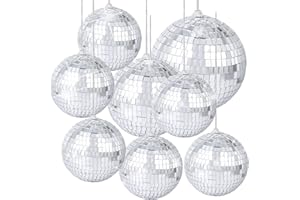 AIGOHOM Lot de 8 boules à facettes argentées de 6 cm pour effets de lumière, décoration de fête, fête à thème
