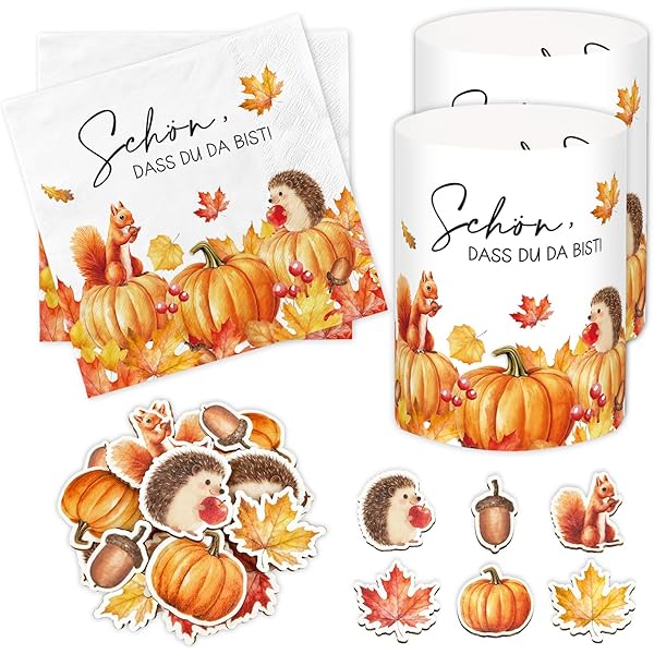 20 Servietten Herbstdeko Mit Spruch „Schön, Dass Du Da Bist“ – 33x33 Cm, 3-lagig, Für Tischdeko & Basteln