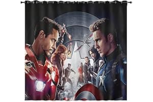 LKFFHAVD - Tende oscuranti con stampa 3D, con occhielli, motivo Avengers, Captain America, Iron Man, set da 2 pezzi, per camera da letto e cameretta dei bambini, 150 x 166 (L x A), 11