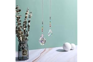 JOVIVI Acchiappasole Arcobaleno Prisma alla Finestra con 7 Colori Perline, Ciondolo da Appendere in Vetro con Pendente Sfaccettato, Rainbow Maker Suncatcher Ornamento per Decorazione Casa Giardino