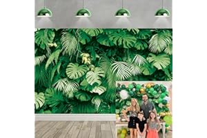 CINRAY Toile de Fond pour Photographie de Feuilles de Palmier Tropicales de 8x6FT Jungle Plantes de Safari Fond de Photo hawaïen Luau Bannière de fête prénatale Fournitures de fête Anniversaire