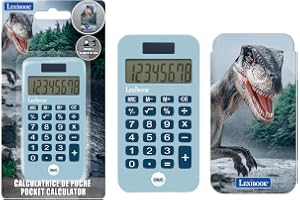 Lexibook, Fickräknare med skyddshölje, konventionella och avancerade kalkylatorfunktioner, batteri- och soldriven, Blå, C45DINO