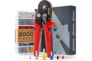 BAURIX® Crimpadora Terminales Eléctricos hexagonal - Kit de 2000 punteras electricas - [0,25-6mm²] - Crimpadora Terminales autoajustables - Alicates Terminales Electricos