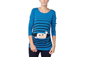 M.M.C. Ciao Ciao - Simpatica graziosa T-Shirt Premaman Manica Lunga per la Gravidanza