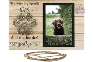 VENCEDE Pet Memorial Picture Frame for Pet Loss of Gift, Dog Remembrance Frame Dog or Cat with Sympathy Pet Tribute Keepsake, In Loving Memory Picture Frame With Pendant (Wood Color)