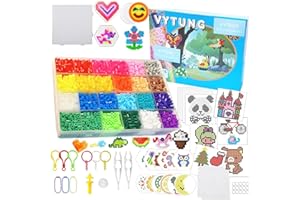 Vytung Set di Perline da Stirare - 6280 Pezzi 5mm, 202 Modelli, Pegboard, Pinzette, Carta da Stiro - Bambini DIY Artigianali, Gioco Creativo Natalizio