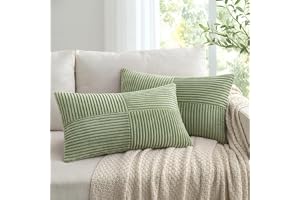 Woaboy Uppsättning av 2 örngott 30 x 50 cm ljusgrön vår boho kord örngott dekorativa kuddar soffkuddar soffkuddar