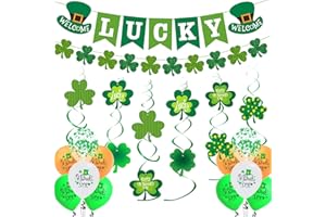 BUSCANDO St. Patrick’s Day Banner Party Decorations - 49Pcs Saint Patrick’s Day Decorations Irish Party Decor Shamrock Garland Spring Holiday Accessory Wall Decorations Home Party Green Decor