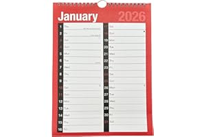 ARTH 2026 Calendar A4 Large Two Column Month To View Spiral Bound Wall Planner