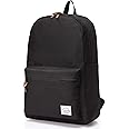 VASCHY School Bag, Casual Lightweight Black Backpack for School 15.6 Inch Laptop Rucksack for Women Men Water Resistant Daypack for College, Work, Travel with Bottle Pockets