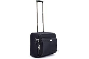 R.Leone Valigia bagaglio a mano 2 Ruote rinforzate Pilota Poliestere Stoffa adatto easyjet 45X36X20 (Nero)