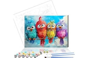 Formeyart Wooden Framed Bird Paint by Number for Adults,DIY Painting Kits for Adult,Color by Numbers Acrylic,Paint by Number Canvas Crafts Watercolor for Beginner Home Decor (Bird3)