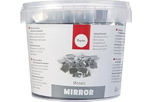 Rayher pierres miroir mosaique - seau de 660 pièces de tesselles de verre carrés de 1,5x1,5 cm pour une surface d'environ 30 x 45cm argent 1kg