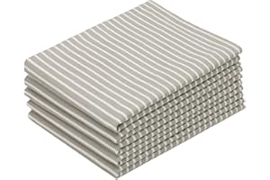 ZOLLNER 5 strofinacci in cotone 50x70 cm - canovacci resistenti e assorbenti - lavabili a 60°C - grigio con righe bianche - qualità gastronfomica - certificato OEKO TEX (R)