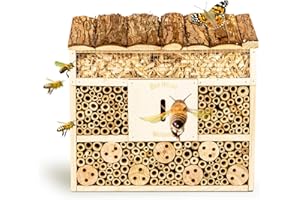 bambuswald© Hôtel à Insectes 29,5 x 10 x 28,5 cm | Abri hôtel pour Abeilles et Insectes - matériaux naturels. Protection de la Nature pour la Maison - nichoir