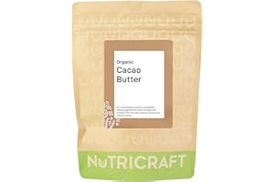 NutriCraft Organic Criollo Cacao Butter - 1kg, 100% Pure, Sustainably Sourced from Peruvian Amazon - For Baking, Chocolate Making, Body Butters, and Soaps - Quick Melting, Rich Chocolate Aroma