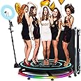 MWE 360 Photo Booth Machine with Flight Case, Ring Light with Stand, Logo Customization, Software APP Remote Automatic 360 Spin Camera Booth for 5-7 People to Stand on (45.3")