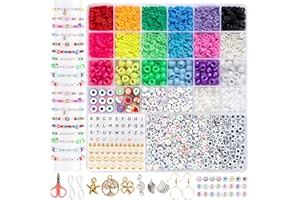 zenmag Friendship Bracelet Making Kit, Clay Beads and Pony Beads for Bracelet Making, Jewellery Making Kit with Letter and Charms, DIY Kit Gifts