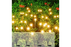 ‎SUNLISKY Firefly Solar Gartenleuchten,4 Stück Glühwürmchen Gartenlichter,2 leuchtenden Modi(konstant oder blinkend),Wasserdicht,wetterfest solar bodenleuchten aussen Für Fußweg Yard Patio Walkway Decor