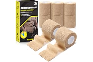 AnjoCare Self Bande de Bandage adhésive(Lot de 8),Bande élastique Respirante pour Le Sport,Bande de adhésive pour Poignets Cheville,Bande vétérinaire pour Les Chiens et Les Chevaux 5CM X 4.5M,Beige