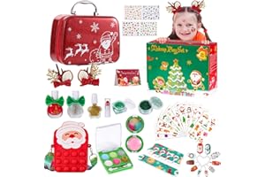 NATTHSWE Weihnachts Kinderschminke Set Mädchen, Weihnachts Schminke Kinder Schminkkoffer Mädchen Waschbares Schminkset Mädchen Rollenspiel Kosmetik Spielzeug für Mädchen 4 5 6 7 +Jahre Geburtstags Weihnachts