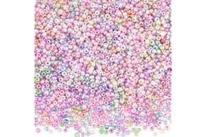 PH PandaHall 2000pz Mini Perline Vetro Perline di Vetro Colorate 3mm, Perline di Vetro Piccole Perline di Semi di Vetro per Bracciali Collane Gioielli Fai da Te, Foro:1mm