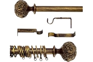 AT17 Bastone per Tende Shabby Chic Brown & Gold Rose Collection 160-300 cm