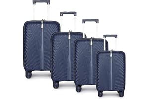 Fly Kite Luggage 4-Piece Suitcase Set 18''20''24''28'', 100% Polypropylene Hard Shell with Aluminium Trolley Handle Real TSA Secure Lock 3 Digit 360° Smooth Wheels|Dark Blue