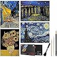 EGOSKY Scratch Painting, Van Gogh Scratch Art Rainbow Paper A4 for Adults and Kids, DIY Art Craft Night View Scratchboard