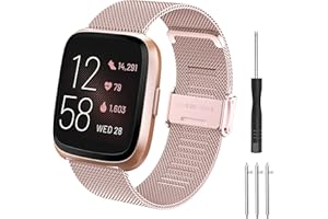 Hatolove Bracelet de Remplacement Compatible avec Fitbit Versa 2, Fitbit Versa Bracelet, Bande Réglable en Métal en Acier Inoxydable Compatible avec Fitbit Versa, Fitbit Versa 2, Fitbit Versa Lite