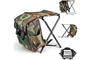 HumiLuft Backpack Chair, 2 in 1 Folding Camping Chair with Backpack Waterproof, Foldable Fishing Tackle Bag with Stool Seat 100kg Max, 10L Backpacking Fishing Stool for Hiking Picnic Travel