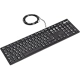 Amazon Basics Matte Black Wired Keyboard, UK QWERTY Layout