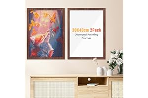 GHHKUD 2 Packungen Diamond Painting Rahmen, Diamond Painting Bilderrahmen Magnetischer Diamant Kunstrahmen für Diamant Painting Bilder 30x40cm Diamant Malerei Leinwand Diamond Painting Zubehör Walnuss