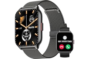 Popglory Reloj Inteligente Mujer Hombre con Llamadas, 2,01" Smartwatch Mujer Deportivo con Asistente Voz, 100+ Deportes, Presión Arterial Ritmo Cardíaco Pulsometro, Alerta Whatsapp para iOS Android