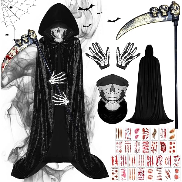 Cape à Capuche Lumineuse Halloween - Tulle Noir, Taille Unique - Déguisement Sorcière, Gothique