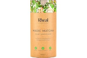 Rheal Magic Matcha, 120g (60 Servings), Organic Ceremonial Grade Japanese Matcha Green Tea Powder, With Lion’s Mane Mushroom & Ashwagandha, Vegan Superfood for Focus & Energy