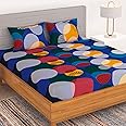 BEDSPUN Bedsheet for Double Bed Set of 1 Microfiber Bedsheet with 2 King Size Pillow Cover, Blue Bed Sheet Abstract Design, bedsheets : 220 x225 cm, Pillow: 40x60 cm, Perfect for Home Decor & Gifting