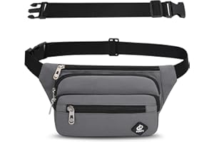 IHIGOGOFA Riñonera Hombre Mujer Deportiva Unisex con Cinturón Ajustable Extendido de 60 cm y 4 Bolsillos con Cremallera Bolsa para Entrenamiento al Aire Libre Viajes Casual Correr Senderismo (Gris)