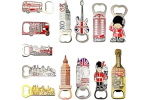 SAJAK London Bottle Opener Fridge Magnets – Collectible 3d Metal Magnets Featuring Iconic British Landmarks, Decorative Souvenir Gift for Office, Home, and Kitchen Keepsakes Set of 12