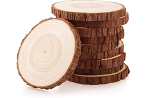 Fuyit Rondin de Bois 12-13cm Sans Trou 10 Pcs Tranches de Bois Naturel Convient pour Decoration Noel Bois, Marque Place Mariage, Pyrograveur Bois