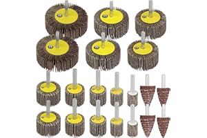 20 Piezas Grano 80 Rueda de Papel de Lija Cepillo Abrasivo, LncBoc 7 tamaños diferentes lija para taladro.Adecuado para pulir metal,madera,pintura