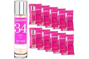 CARAVAN FRAGANCIAS Perfume de Mujer Nº34 de 150 ml + Set de 10 Viales de Fragancias femeninas distintas de Caravan para descubrir nuevos aromas