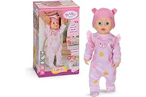 BABY born Emily Walk with Me - 43cm doll with electronic functions - Crawling & interactive baby doll with sounds - Includes pink romper & hat - Suitable for children Aged 3+